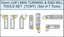 10MM 38 MINI TURNING  END MILL TOOLS SET TCMT SET OF 7 TOOLS
